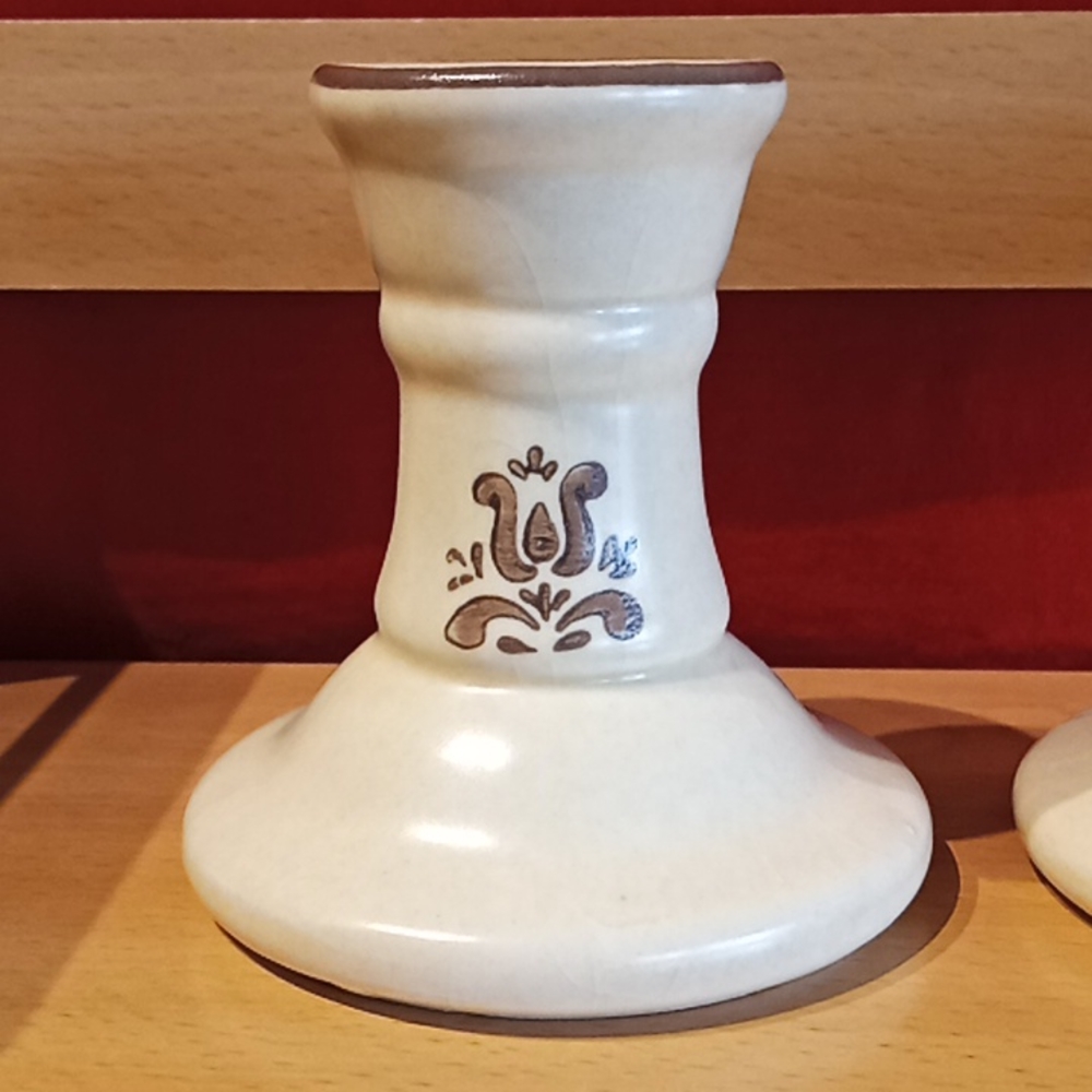 RARE-Pfalzgraff Village Pattern Set of 2 Series #1 Short Candlestick Holders. - Picture 3 of 16